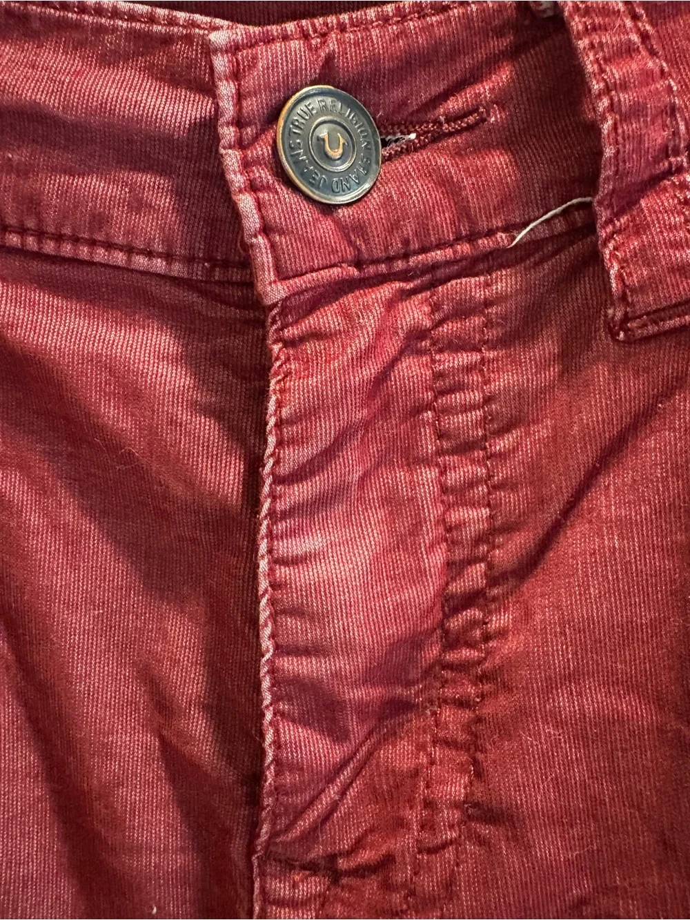 True Religion “Ricky” Men's Burnt Red Micro Corduroy Casual Pants - 33